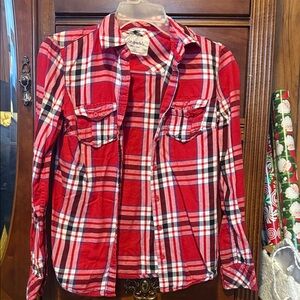 Aeropostale Signature Red and White Plaid Shirt Ladies XS Y2K